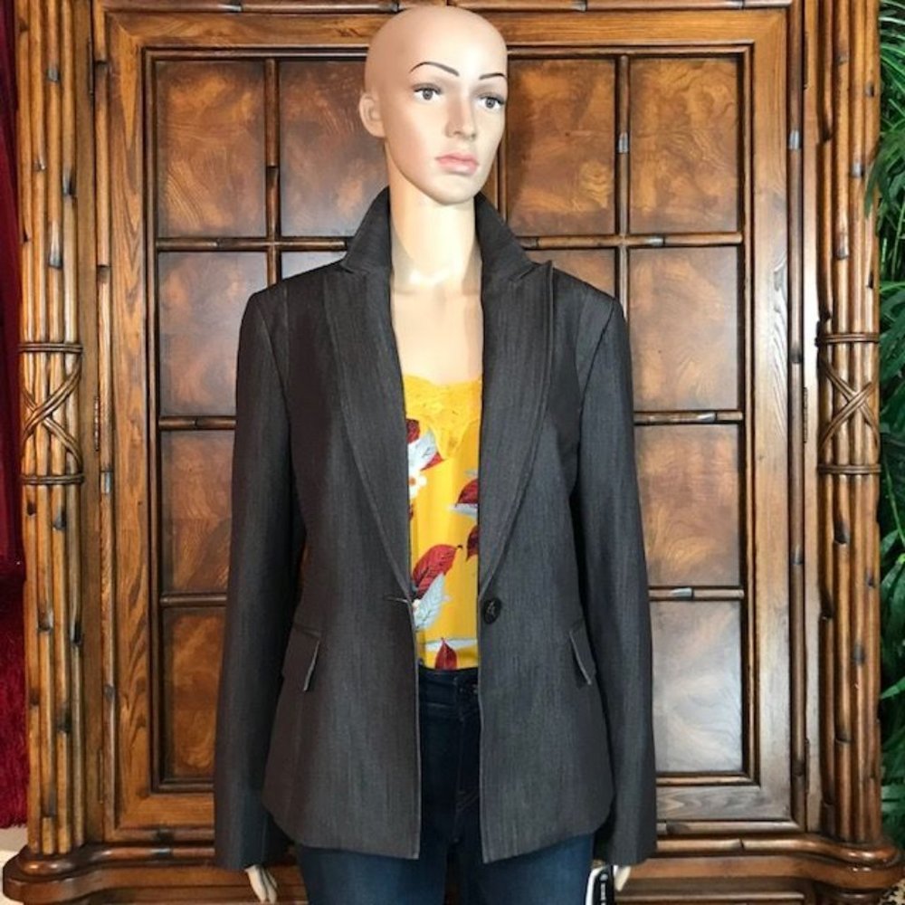 Nine West Heathered Cocoa Side Stitch Blazer
